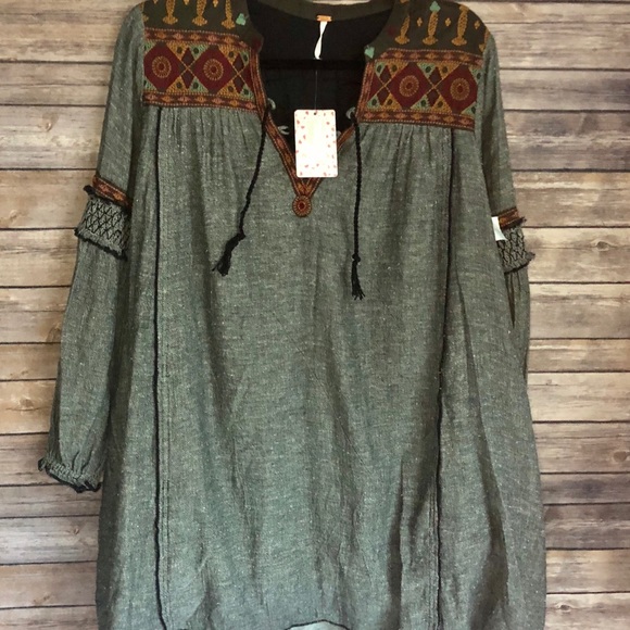 Free People Dresses & Skirts - Free People Lace Up Embroidered Dress